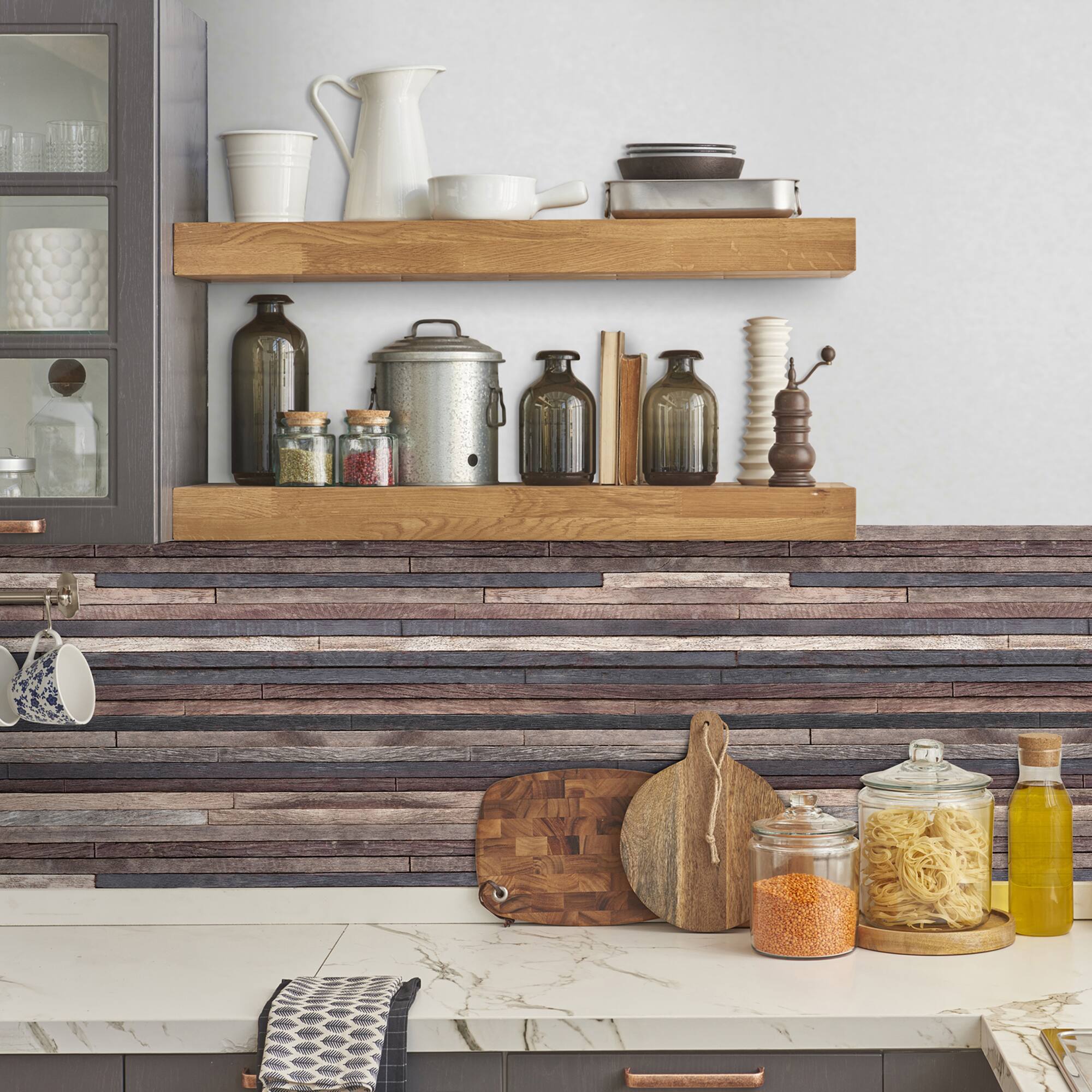 Crearreda Wood Strips Peel & Stick Backsplash